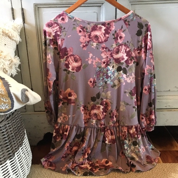 New Boutique Floral 3/4 Sleeve Peasant Blouse Top - Picture 6 of 6